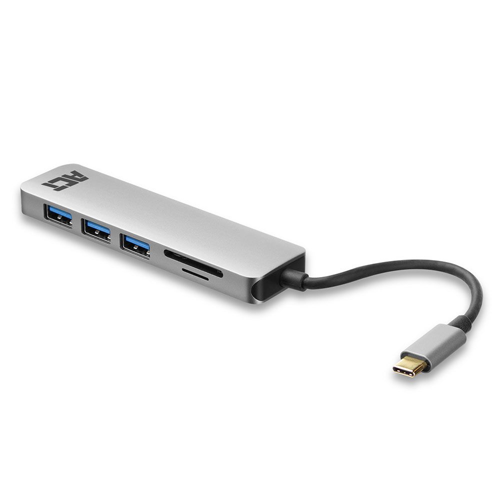 Kártyaolvasó ACT AC7050 USB-C Hub 3 port with CardReader Grey