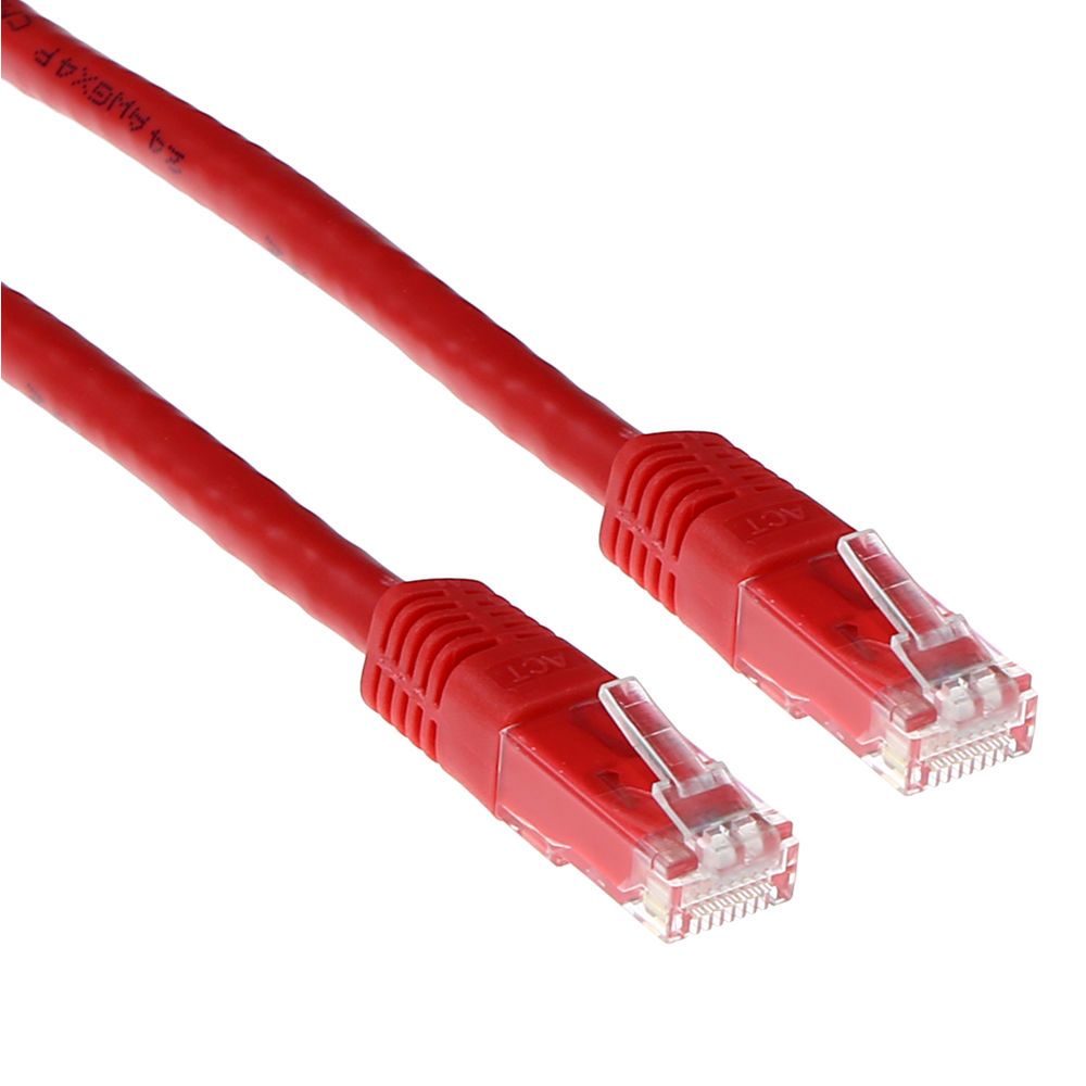 Hálózati kábelek ACT CAT6 U-UTP Patch Cable 0,5m Red