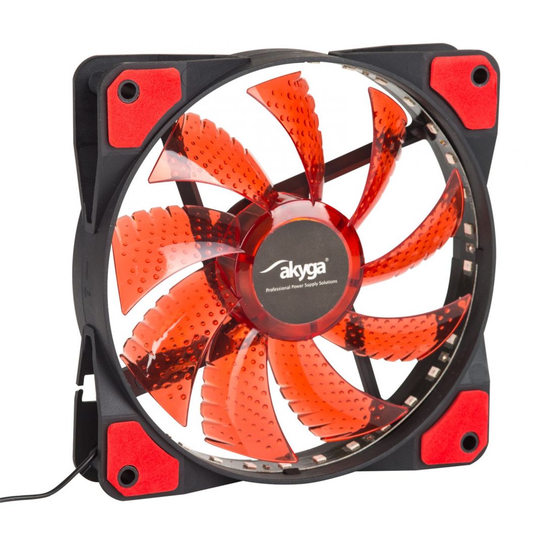Ventilátorok, Hűtők, Előlapi panelek Akyga AW-12E-BR System Fan 12cm Red LED