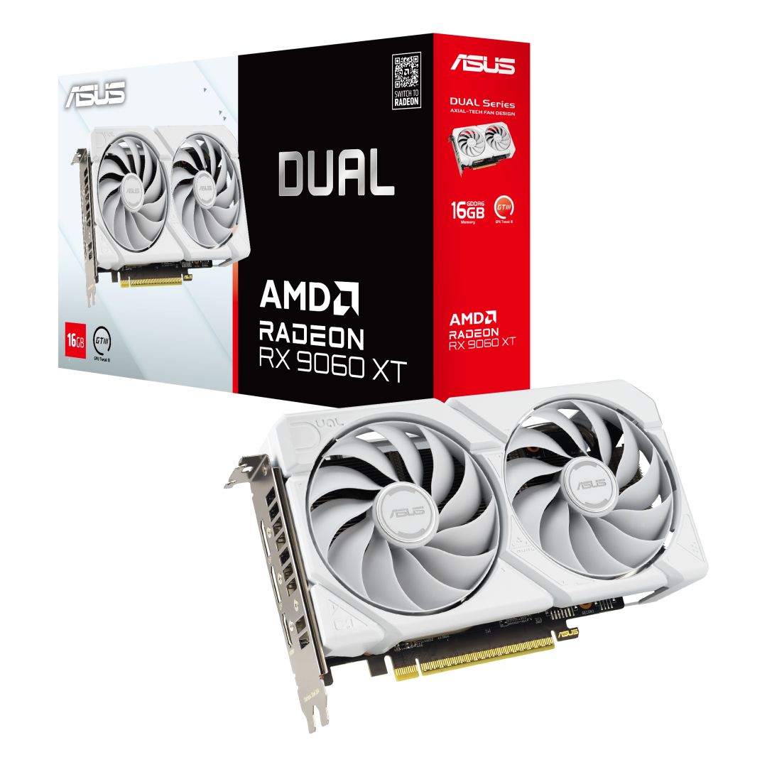 Videókártya Asus DUAL-RX9060XT-16G-WHITE