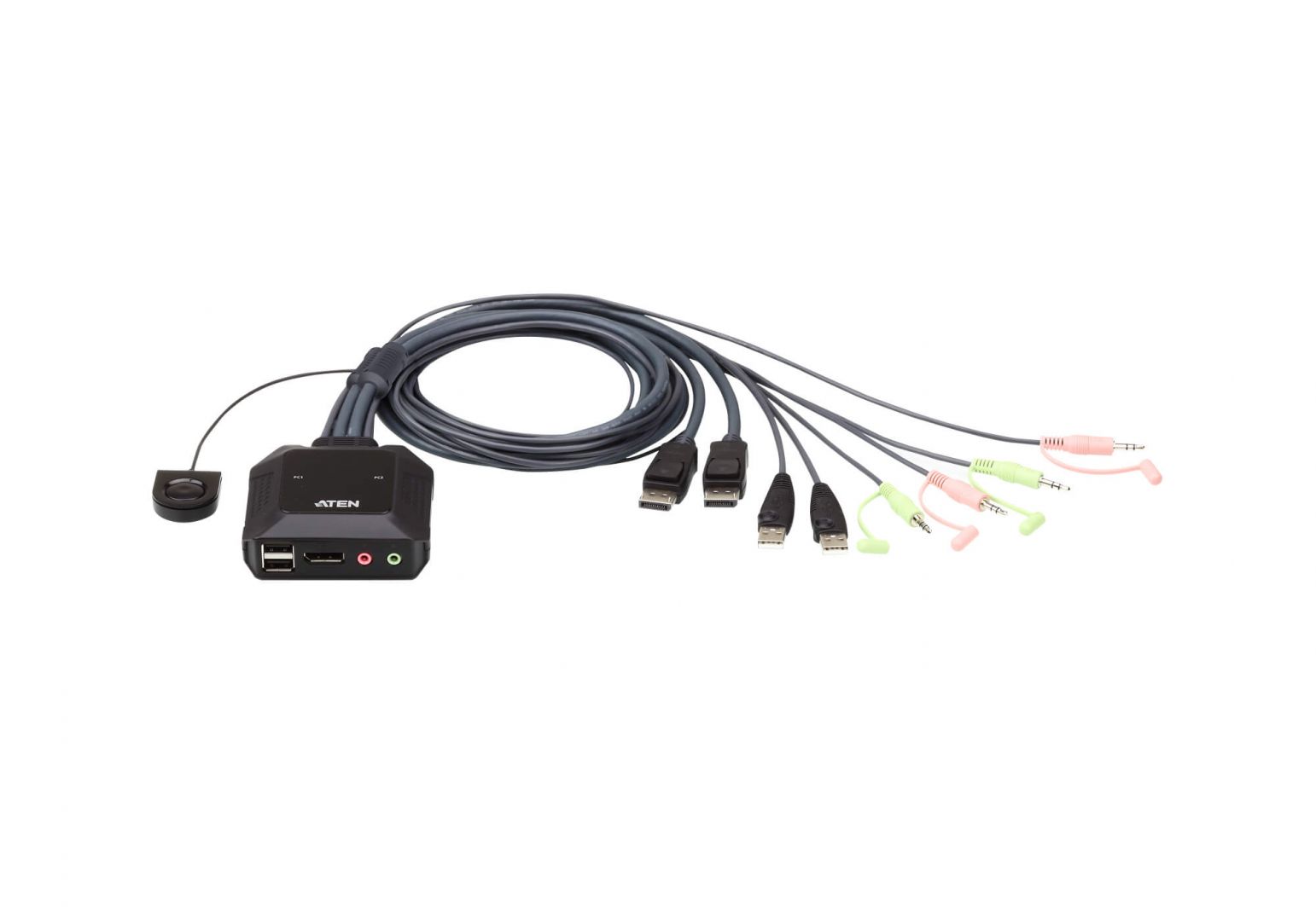 Switch ATEN CS22DP 2-Port USB DisplayPort Cable KVM Switch with Remote Port Selector