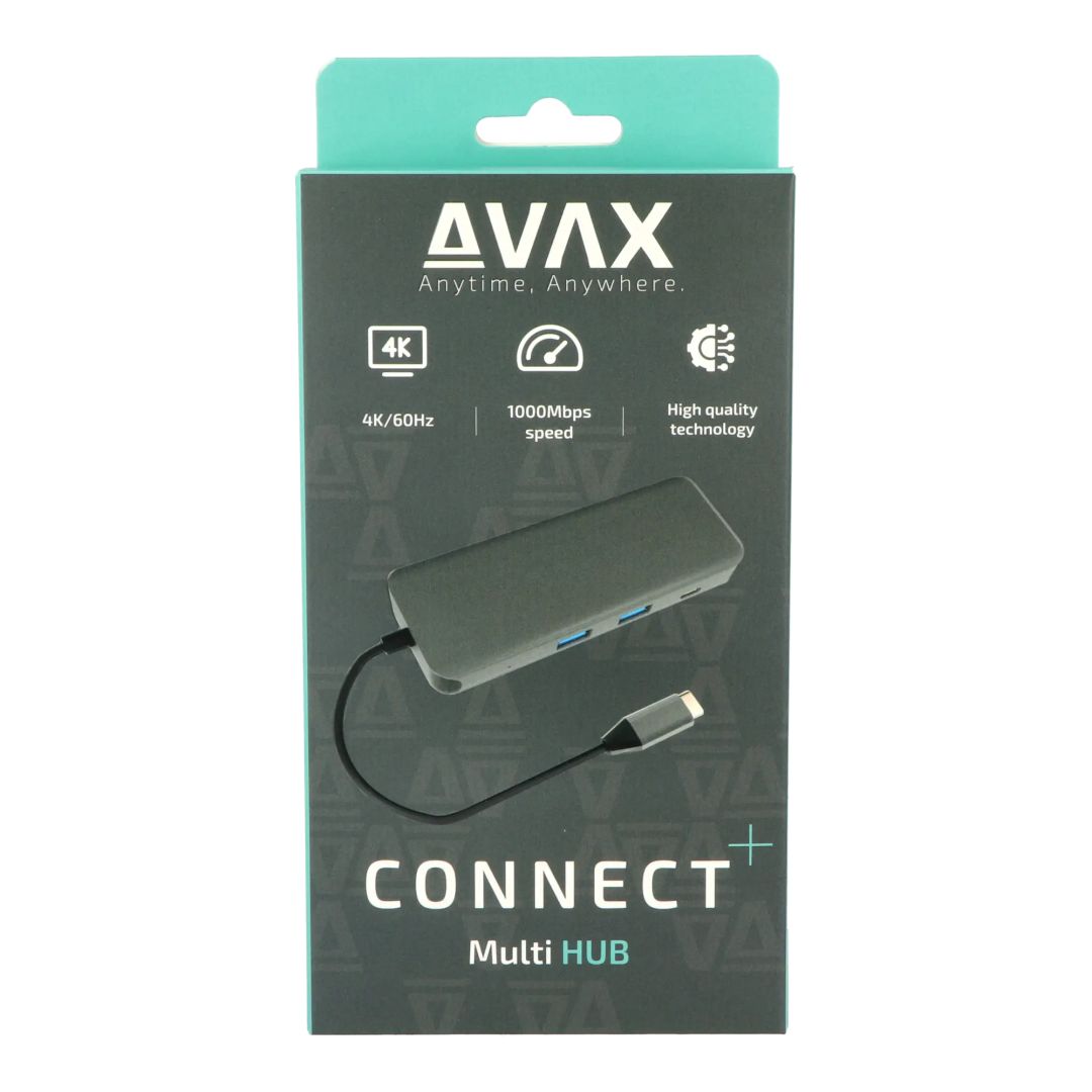 Hálókártya Avax HB612 CONNECT+ 8in1 Multi HUB Black Hálókártya Avax HB612 CONNECT+ 8in1 Multi HUB Black
