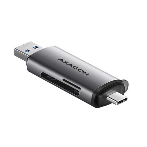 Kártyaolvasó AXAGON CRE-SAC SUPERSPEED USB-C+USB-A Card Reader Black