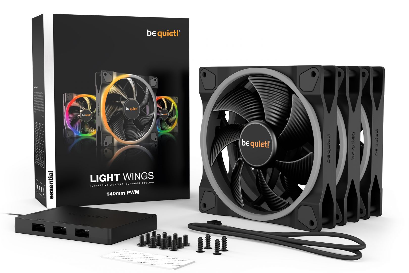Ventilátorok, Hűtők, Előlapi panelek Be quiet! LIGHT WINGS 140mm PWM Triple-Pack