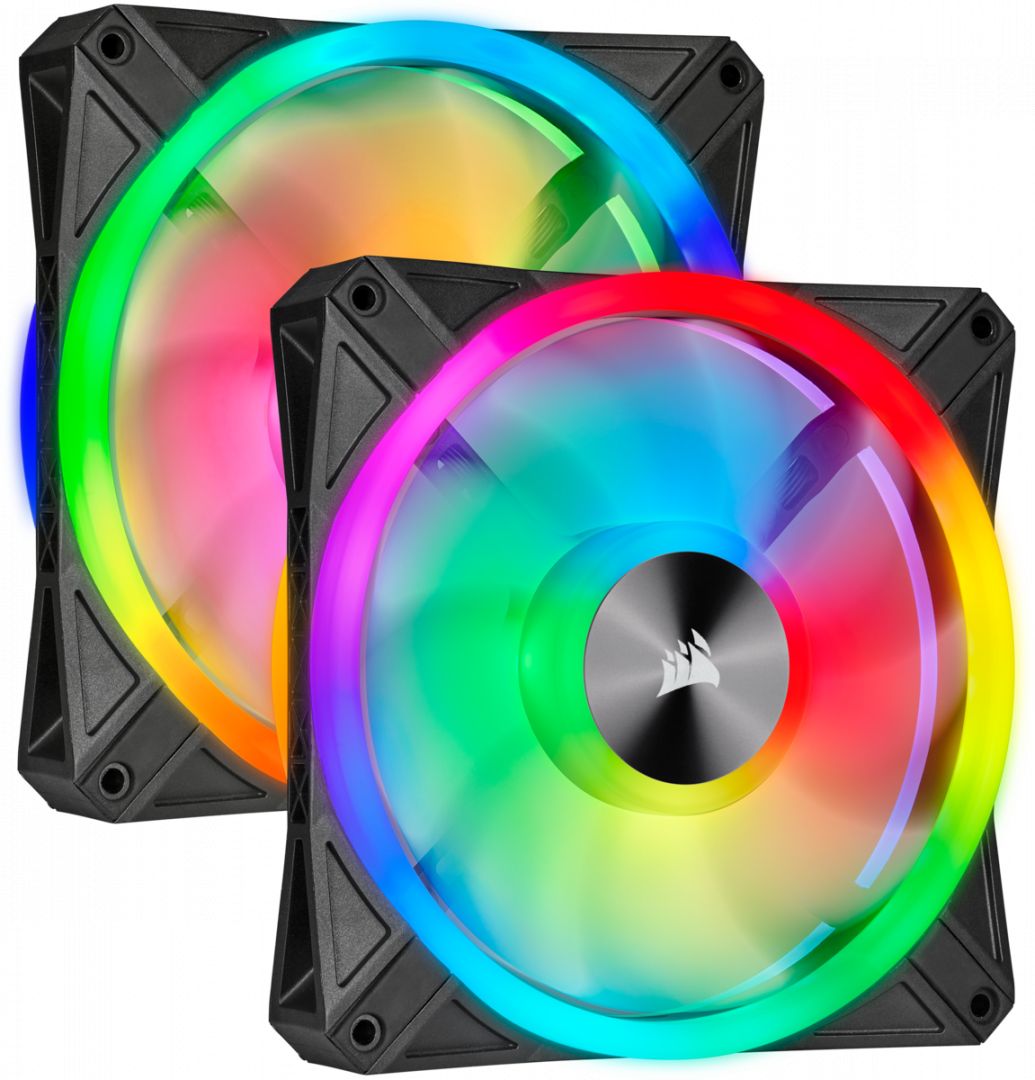 Ventilátorok, Hűtők, Előlapi panelek Corsair iCUE QL140 RGB PWM Dual Fan Kit with Lighting Node CORE