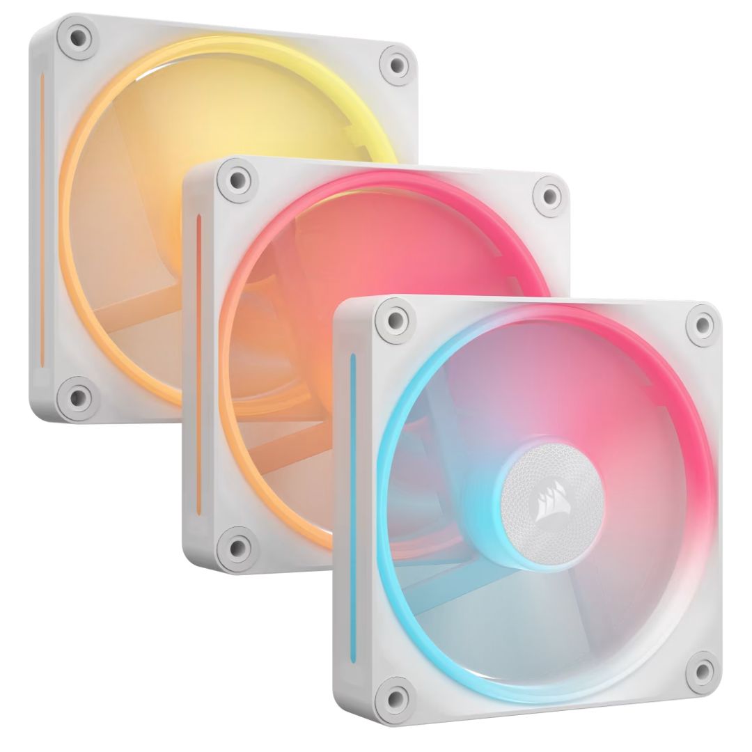 Ventilátorok, Hűtők, Előlapi panelek Corsair iCUE LINK LX120-R RGB 120mm PWM Reverse Fans Starter Kit White