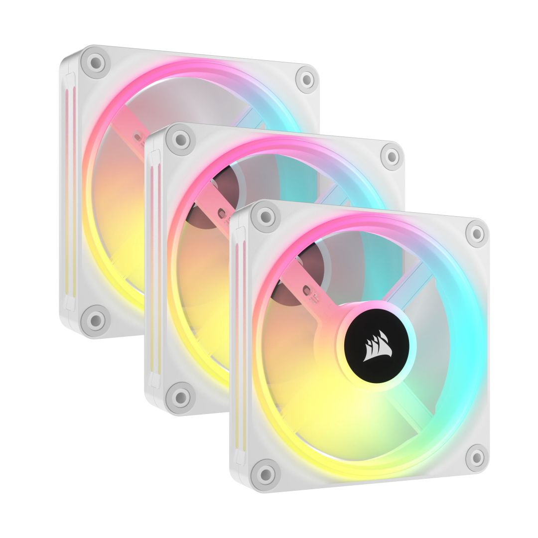 Ventilátorok, Hűtők, Előlapi panelek Corsair iCUE LINK QX120 RGB 120mm PWM PC Fans Starter Kit with iCUE LINK System Hub White