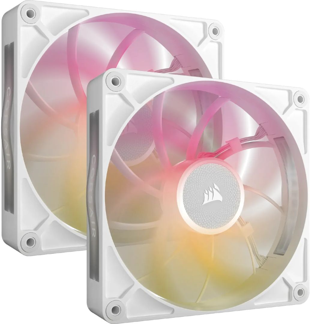 Ventilátorok, Hűtők, Előlapi panelek Corsair iCUE LINK RX140 MAX RGB 140mm PWM Thick Fans Starter Kit White (2-Pack)