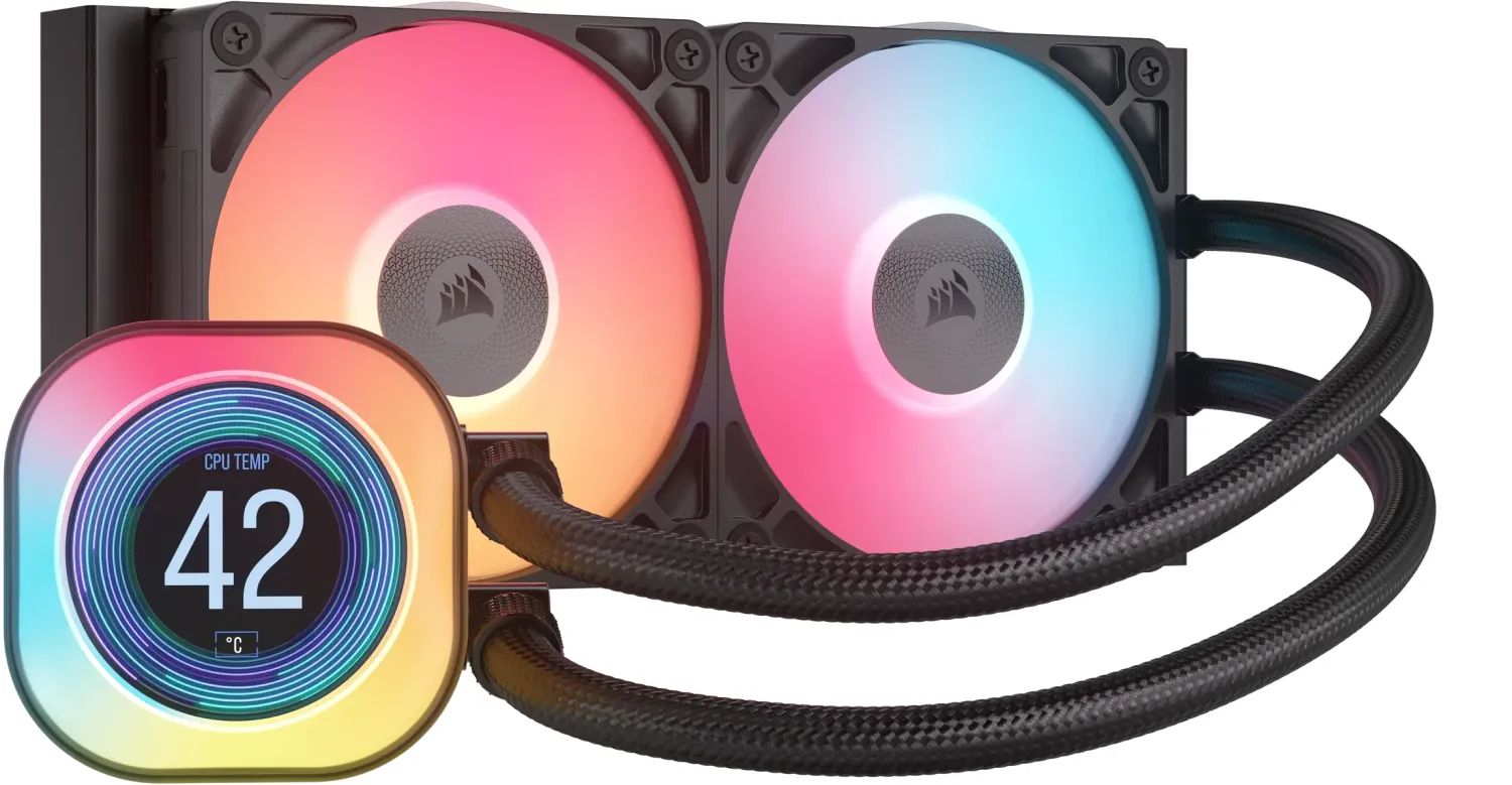 Ventilátorok, Hűtők, Előlapi panelek Corsair iCUE LINK TITAN 240 RX LCD Liquid CPU Cooler Black