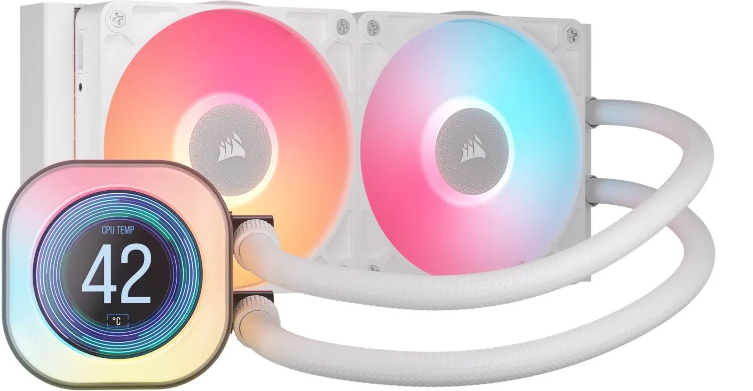 Ventilátorok, Hűtők, Előlapi panelek Corsair iCUE LINK TITAN 240 RX LCD Liquid CPU Cooler White