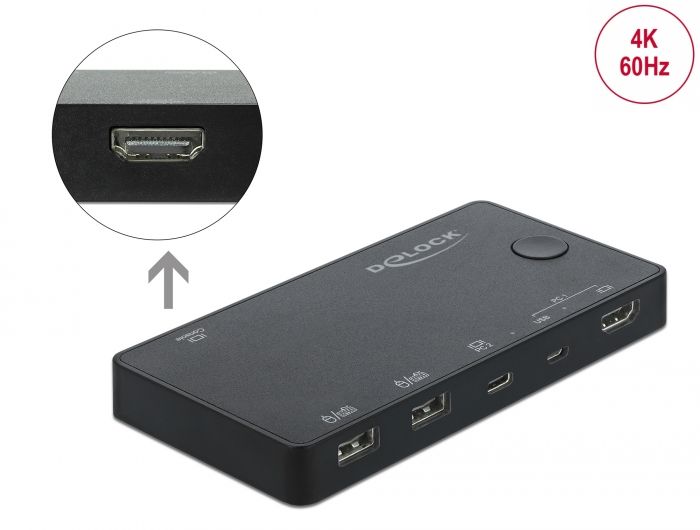 Switch DeLock HDMI / USB-C KVM Switch 4K 60 Hz with USB 2.0