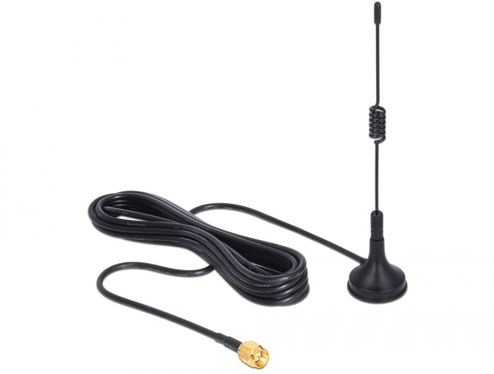 Antenna DeLock ISM 433 MHz Antenna SMA 3 dBi omnidirectional fixed magnetic base Black