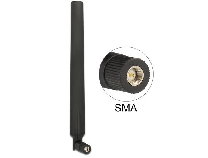 Antenna DeLock LTE Antenna SMA plug 0 - 4 dBi omnidirectional rotatable with tilt joint black
