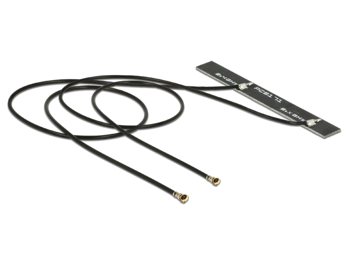 Antenna DeLock WLAN Twin Antenna 2xMHF IV/HSC MXHP32 compatible plug 802.11 ac/a/h/b/g/n 5 dBi 250 mm PCB internal