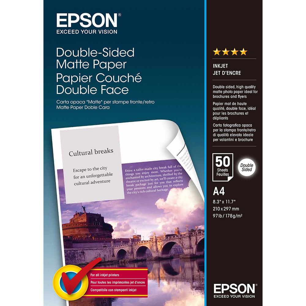Fotópapír Epson Double-Sided 178g A4 50db Matt Fotópapír