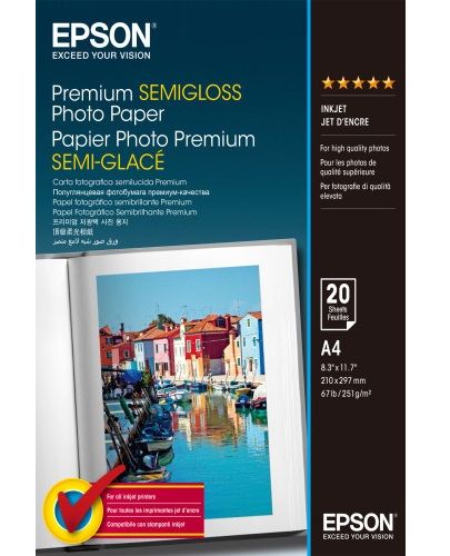 Fotópapír Epson Premium Semigloss 250g A4 20db Félfényes Fotópapír