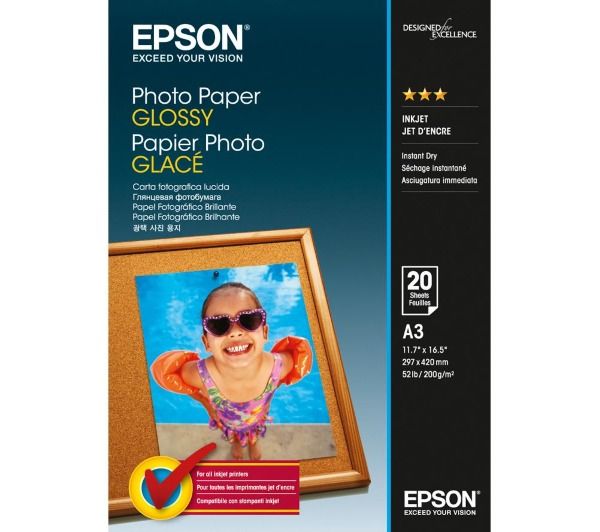 Fotópapír Epson Photo Paper Glossy 200g A3 20db Fényes Fotópapír