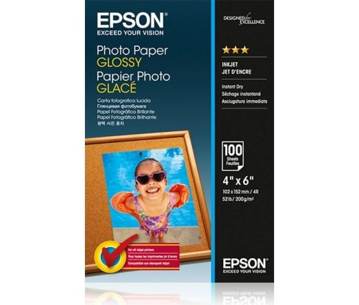 Fotópapír Epson Photo Paper Glossy 200g 10x15cm 100db Fényes Fotópapír