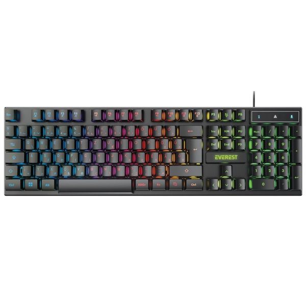 Billentyűzet Everest KB-188 Borealis Rainbow RGB Keyboard Black HU