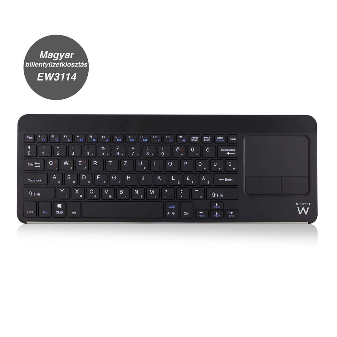 Billentyűzet Ewent EW3114 Smart TV keyboard  touchpad HU