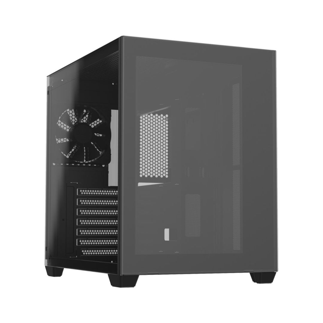 Ház FSP CMT380 Tempered Glass Black