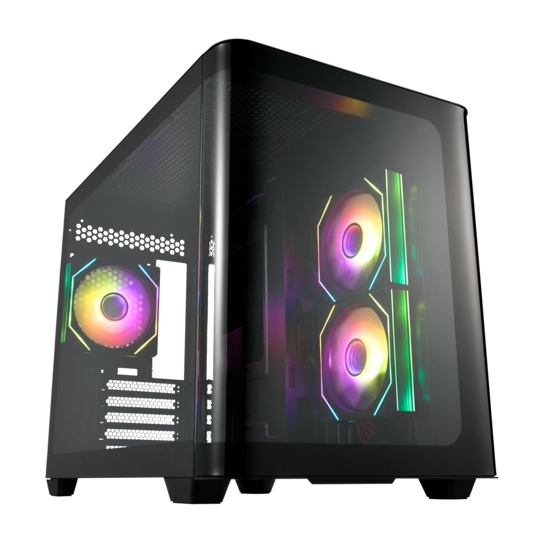 Ház FSP S380 RGB Tempered Glass Black