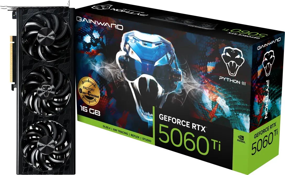 Videókártya Gainward GeForce RTX5060 TI 16GB DDR7 Python III OC