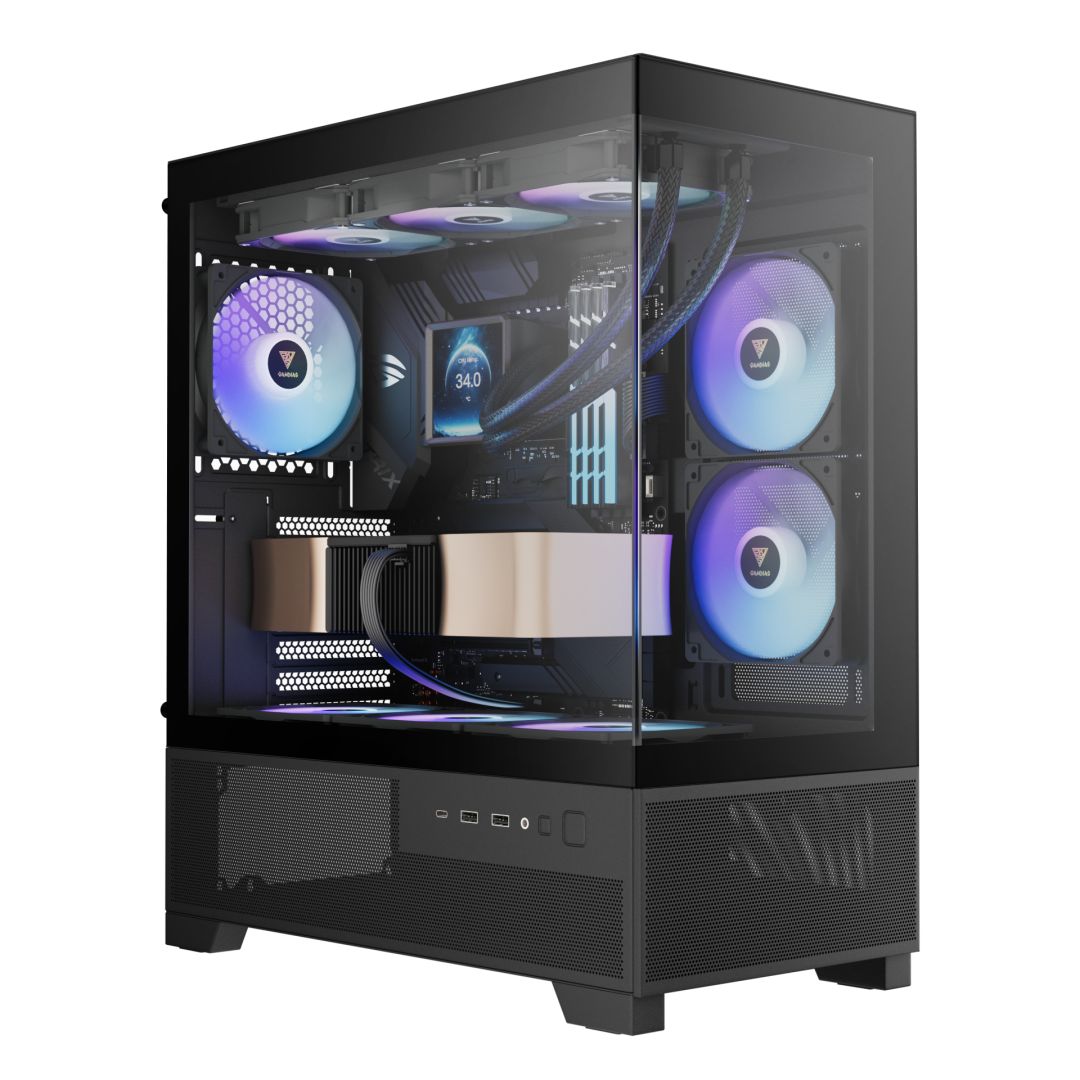 Ház Gamdias Aura GC12 ARGB Tempered Glass Black