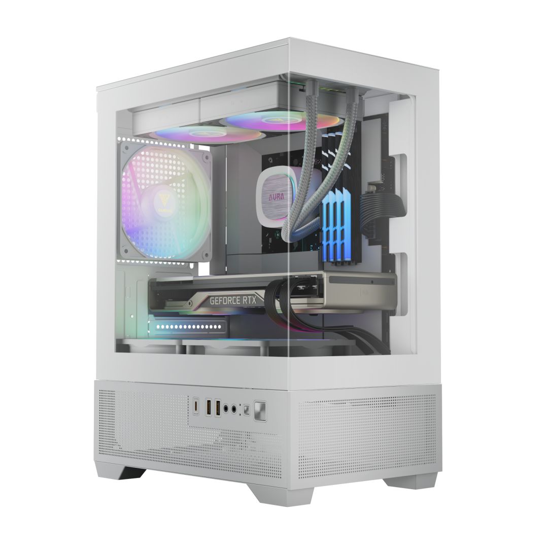 Ház Gamdias Aura GC9M ELITE ARGB Tempered Glass White