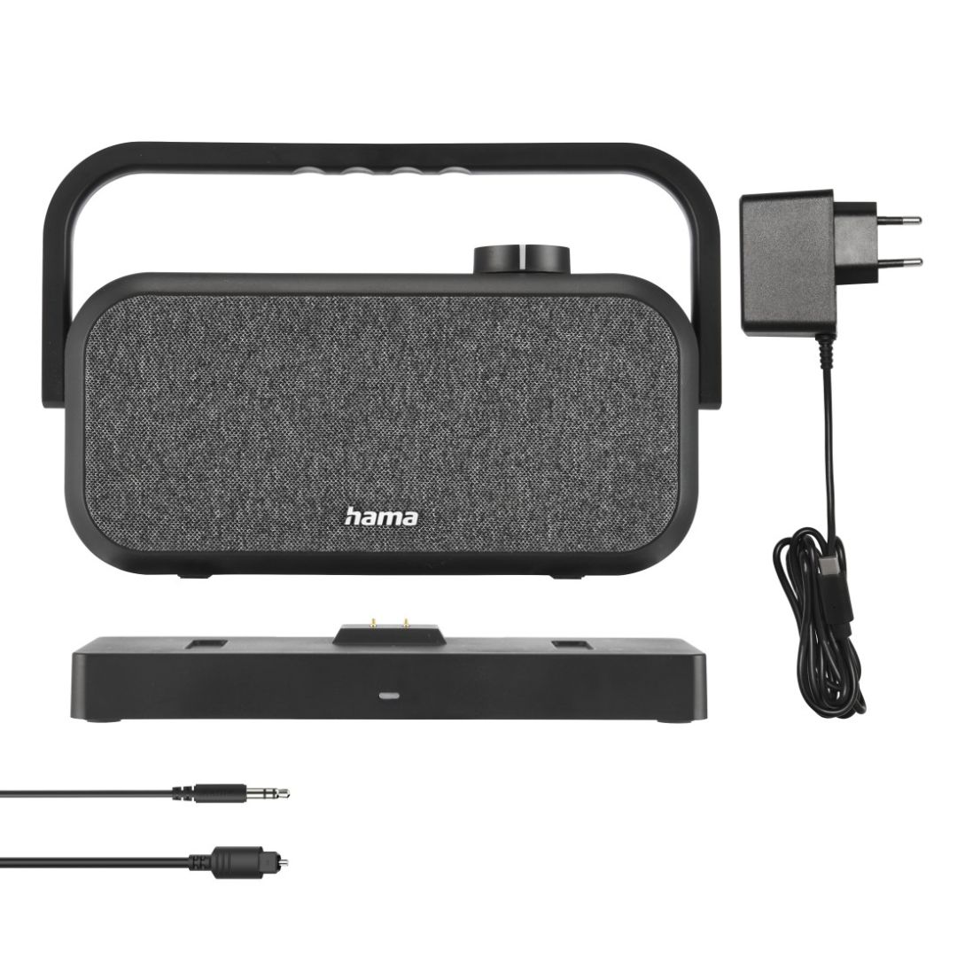 Hangszóró Hama Loudspeaker for TVs 2.4GHz Station + Bluetooth Portable Stereo Speaker Black