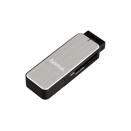 Kártyaolvasó Hama USB3.0 SD/microSD Card Reader Aluminium/Silver