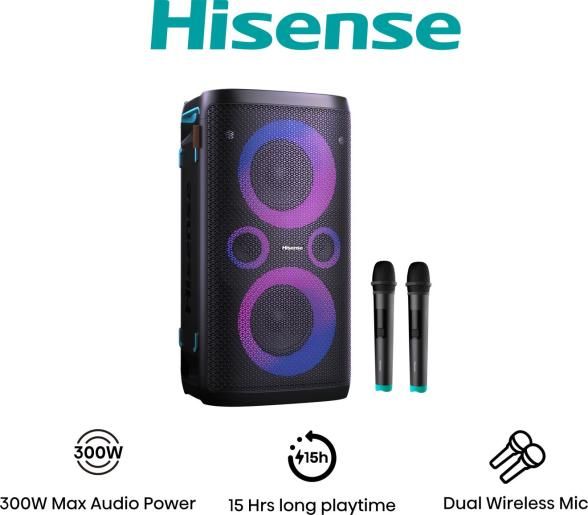 Hangszóró Hisense Party Storm1 300W Bluetooth Speaker + 2 Microphone Black