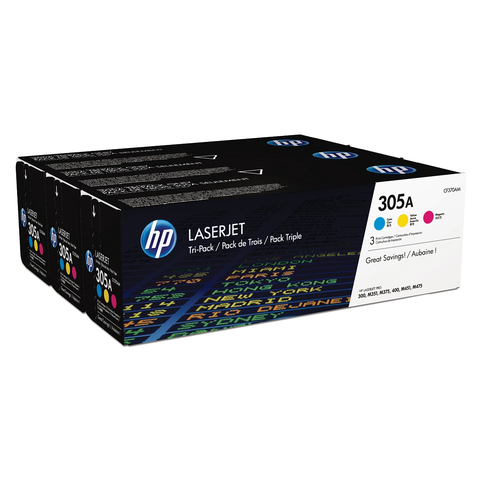 Toner HP CF370AM (305A) 3-pack C/M/Y Color toner