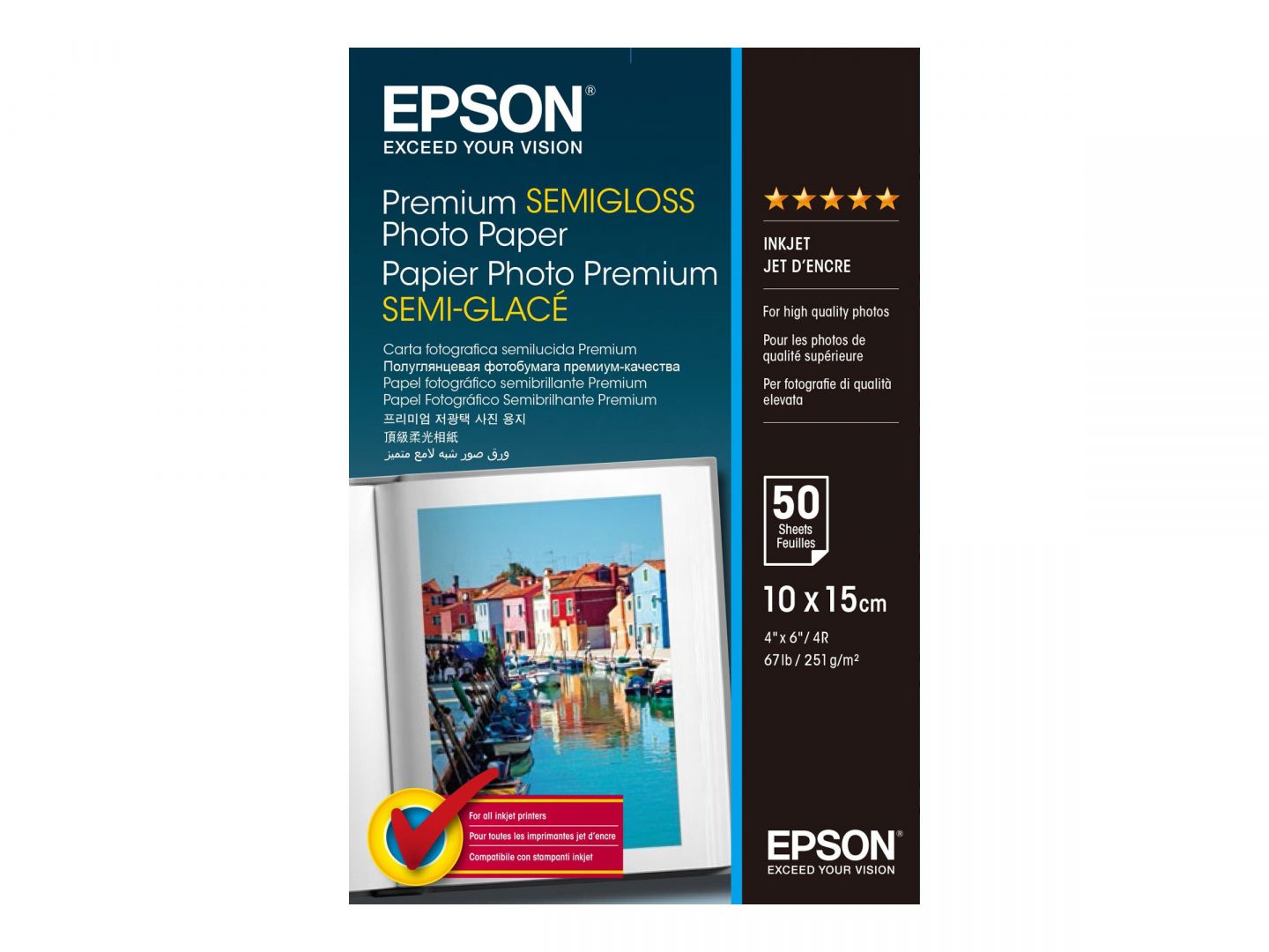 Fotópapír Epson Premium Semigloss 251g 10x15cm 50db Félfényes Fotópapír
