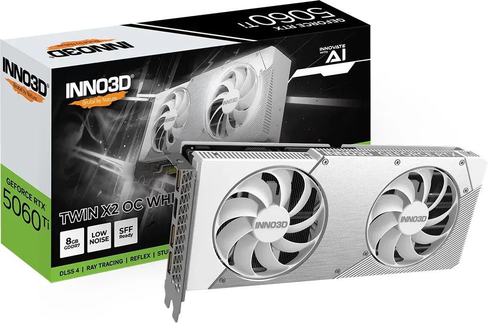 Videókártya Inno3D GeForce RTX5060 Ti 8GB DDR7 Twin X2 OC White