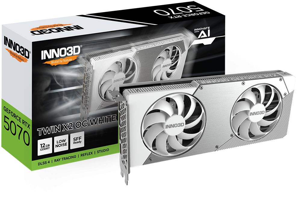 Videókártya Inno3D GeForce RTX5070 12GB GDDR7 Twin X2 OC White