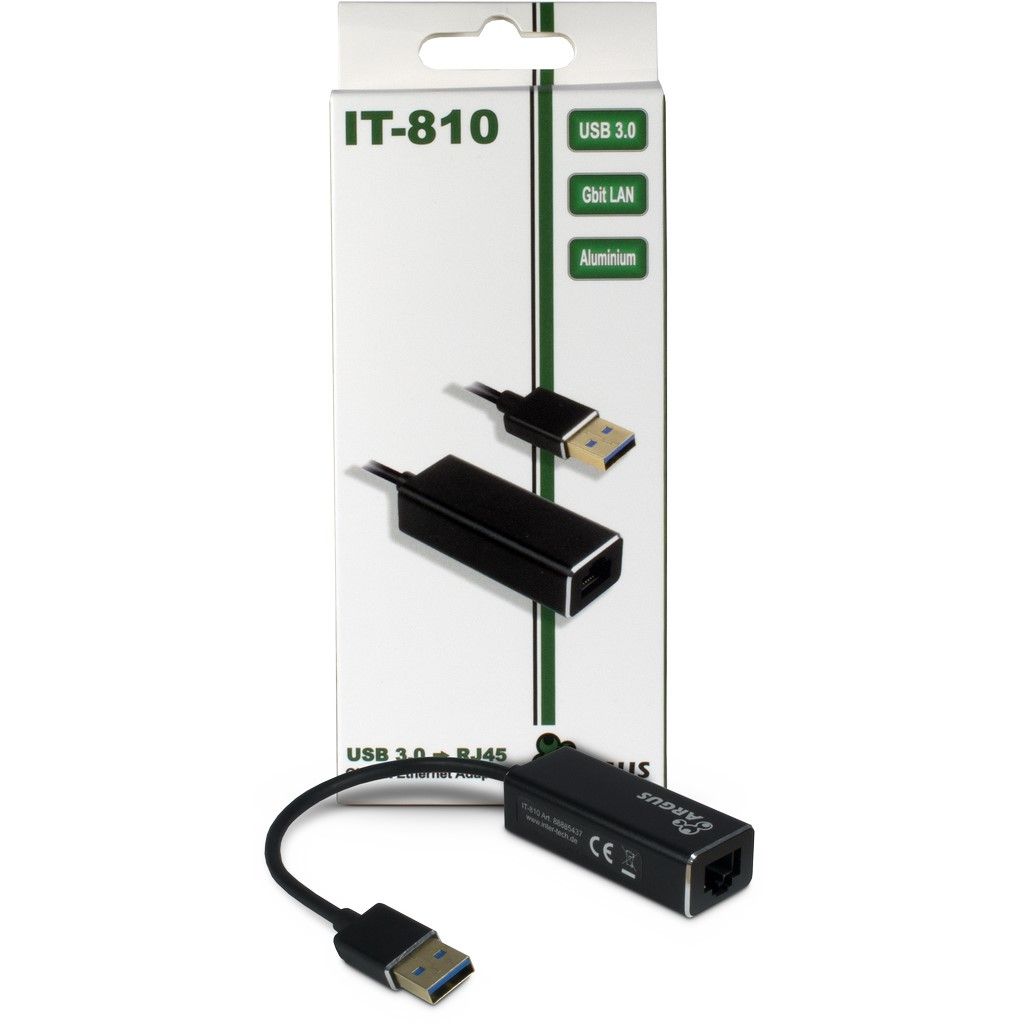Hálókártya Inter-Tech Argus IT-810 USB Gigabit Ethernet Adapter Black