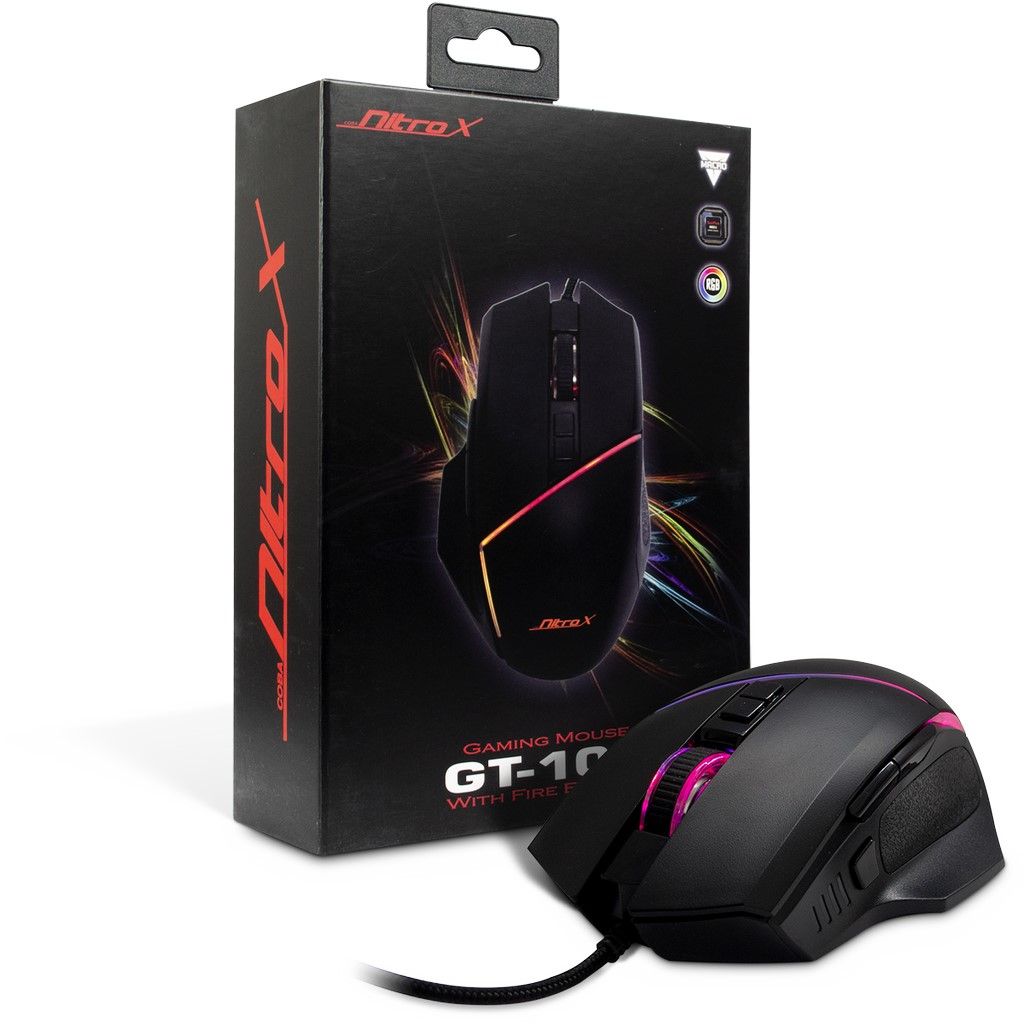Egér Inter-Tech Nitrox GT-100 RGB Gaming mouse Black