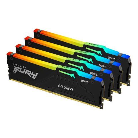Memória Kingston 128GB DDR5 5600MHz Kit(4x32GB) Fury Beast RGB Black