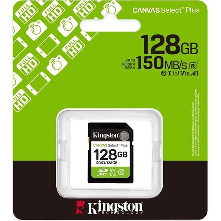 Memóriakártya Kingston 128GB SDXC Canvas Select Plus Gen3 Class 10 UHS-I U1 V10