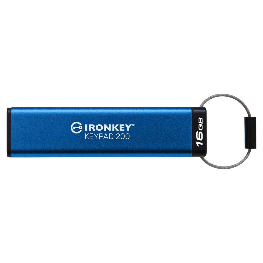USB Flash RAM Kingston 16GB IronKey Keypad 200 USB3.2 Blue