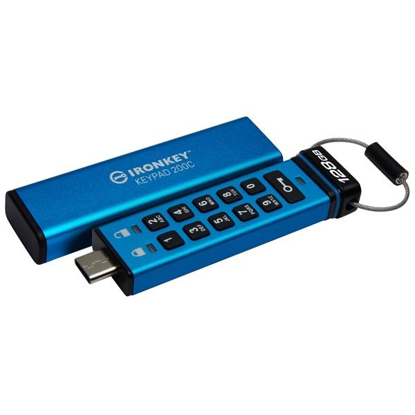 USB Flash RAM Kingston 32GB IronKey Keypad 200C USB3.2 Blue
