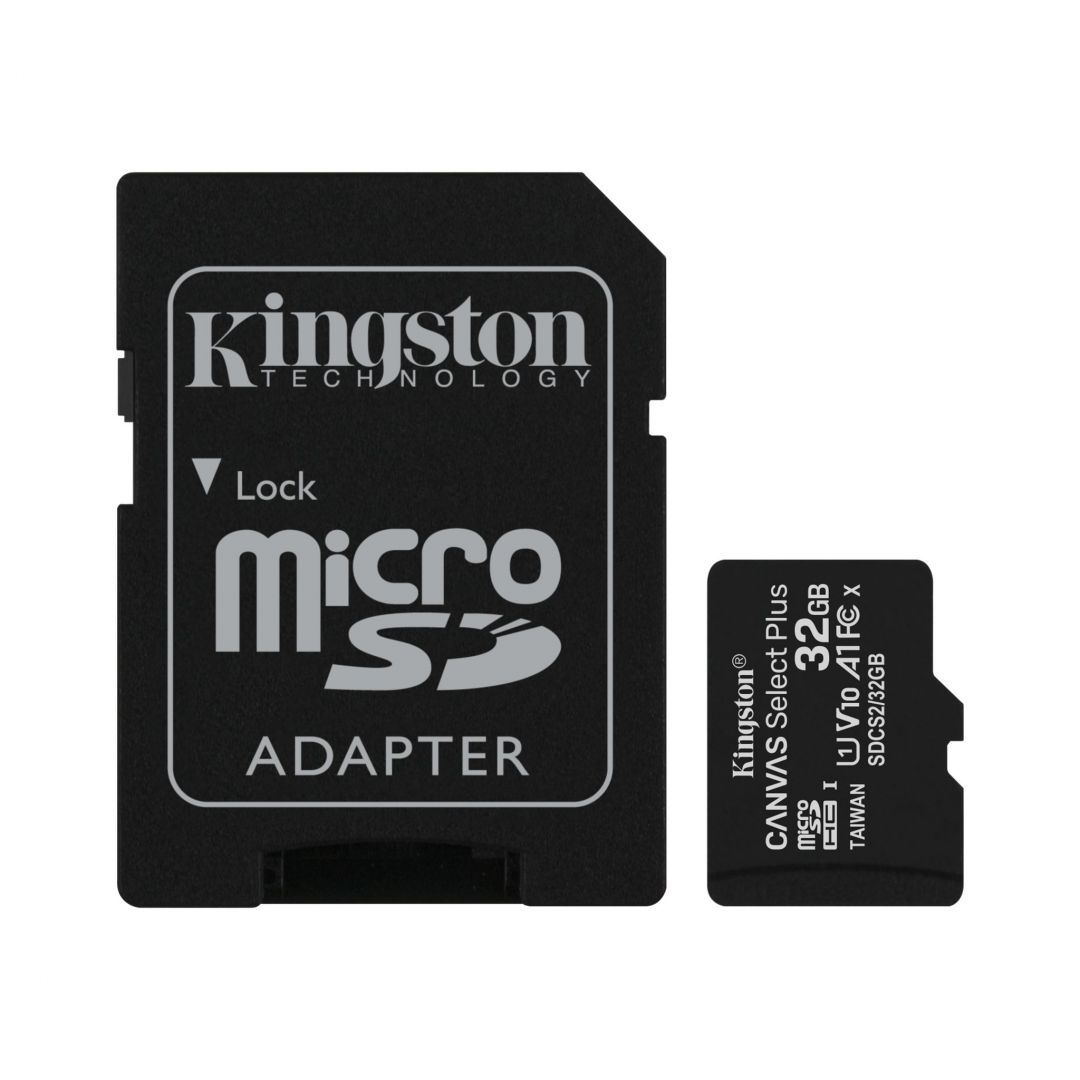 Memóriakártya Kingston 32GB microSDHC Canvas Select Plus 100R A1 C10 Card + adapterrel Memóriakártya Kingston 32GB microSDHC Canvas Select Plus 100R A1 C10 Card + adapterrel