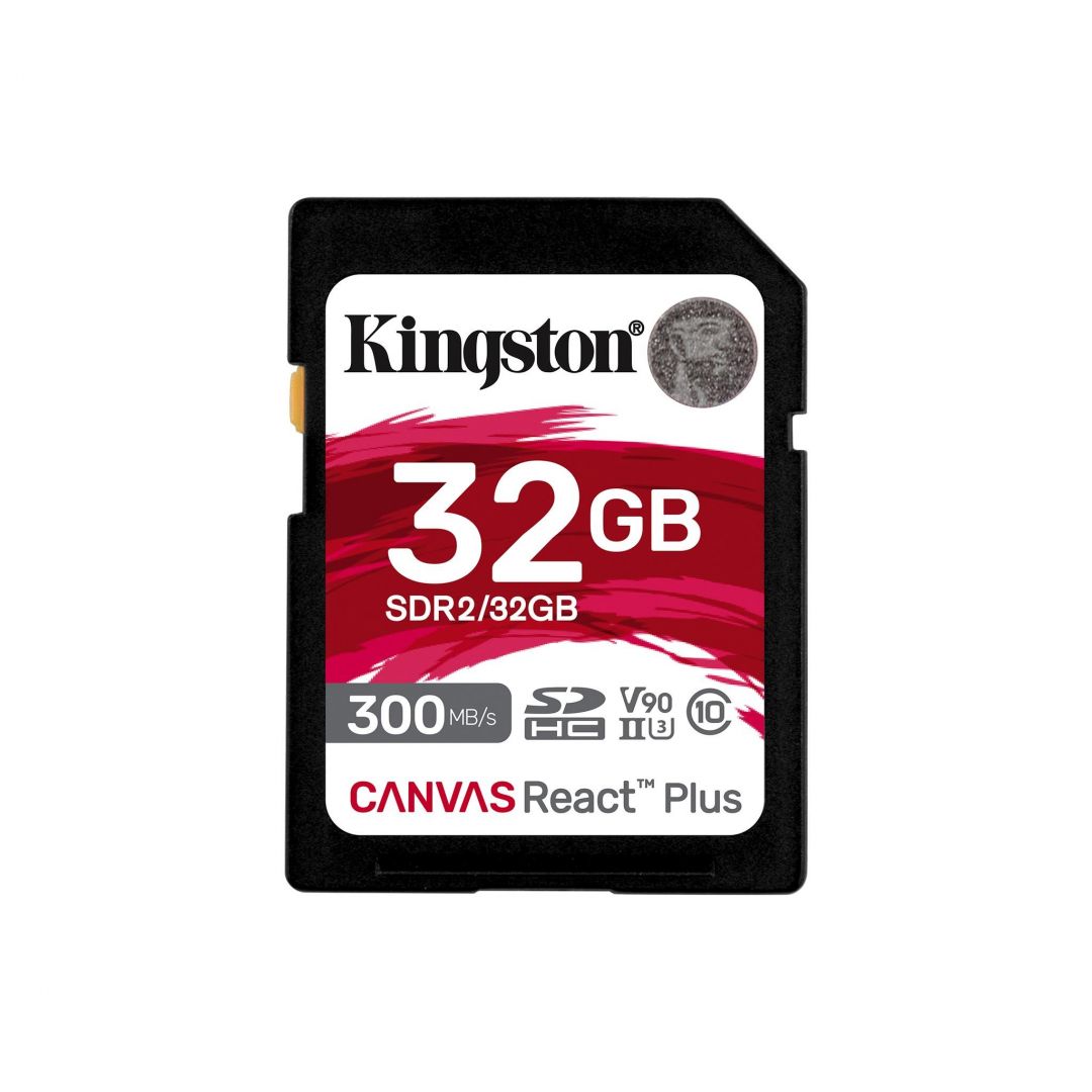 Memóriakártya Kingston 32GB SDHC Class10 UHS-II U3 V90 Canvas React Plus
