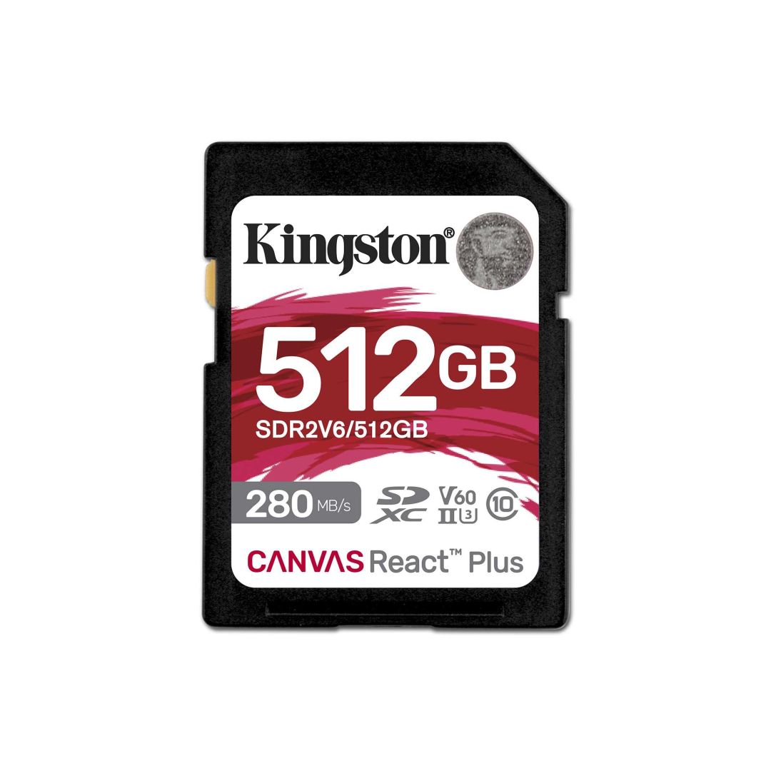 Memóriakártya Kingston 512GB SDXC Canvas React Plus Class 10 UHS-II U3 V60 Memóriakártya Kingston 512GB SDXC Canvas React Plus Class 10 UHS-II U3 V60