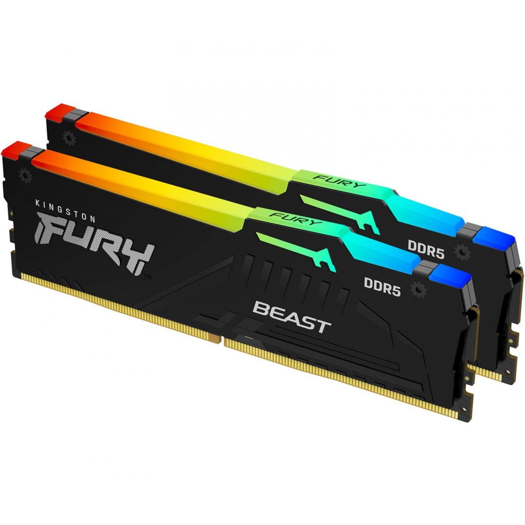 Memória Kingston 64GB DDR5 5600MHz Kit(2x32) Fury Beast RGB Black