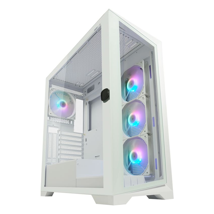 Ház LC Power 806W Crosswind X Gaming Case ARGB Tempered Glass White