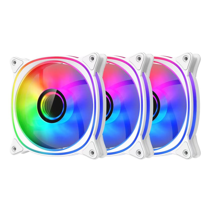 Ventilátorok, Hűtők, Előlapi panelek LC Power LC-CF-120-ARGB-KIT-R-W 3x120mm ARGB Case Fan White