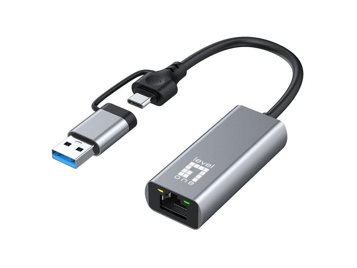 Hálókártya LevelOne USB-0423 2.5 Gigabit Ethernet 2-in-1 USB-C/A Network Adapter
