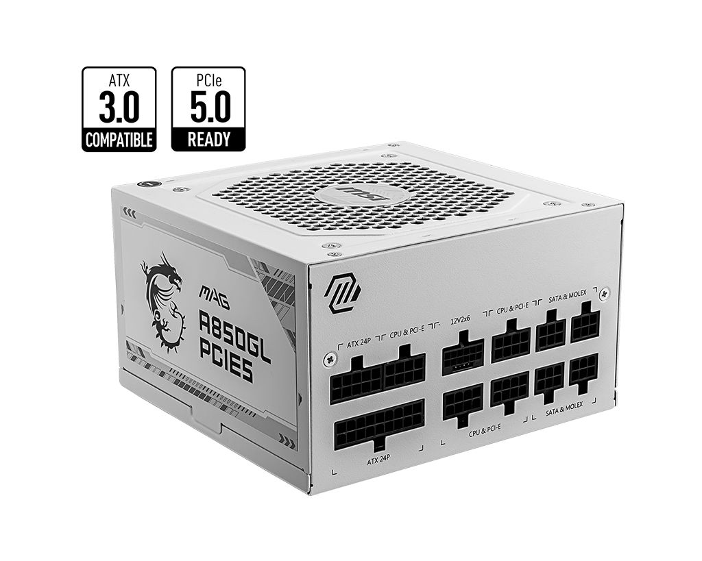 Tápegység Msi 850W 80+ Gold MAG A850GL PCIE5 WHITE